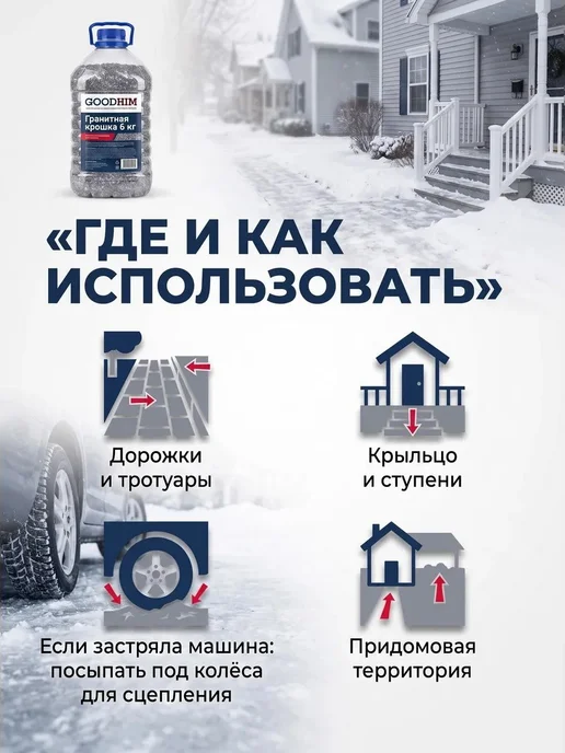 Нет бренда Антигололедный реагент гранитная крошка GOODHIM, противоголо, вариант, фото 4