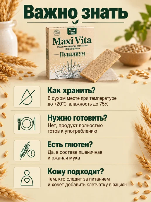 Хлебцы из 5 злаков с псиллиумом 600 г цельнозерновые, без с, 600 г, фото 8