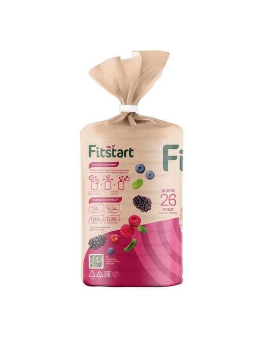 Хлебцы мультизлаковые Лесные ягоды FITSTART,100г х 2шт, 100 г, 2 шт, фото 3
