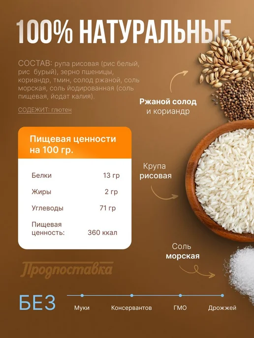 Хлебцы Бородинские ТМ "Продпоставка", 15 шт. по 60 г питание, 15 шт, 60 г, фото 4