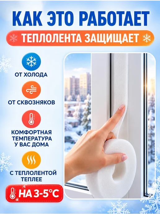софи10 Уплотнитель теплолента самоклеящаяся для окон - 2 шт, 2 шт, фото 3