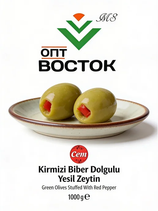 Оливкис фаршированным перцем "Cem Kirmizi Biber Dolgulu 400г, 400 г, фото 2