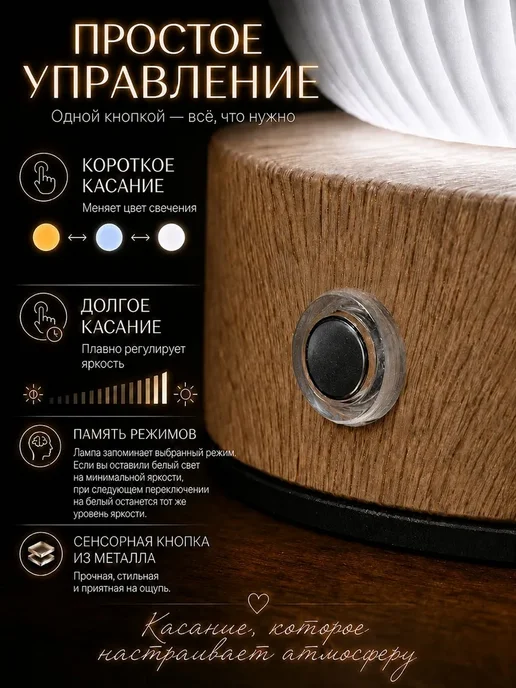 Ночник беспроводной настольный сенсорный, ночник с аккумулят, вариант, фото 8
