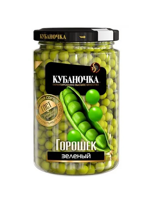 Овощные консервы Горошек зеленый, 370 г, 370 г