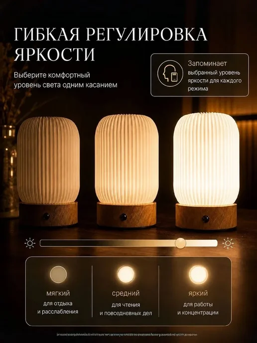 Ночник беспроводной настольный сенсорный, ночник с аккумулят, вариант, фото 5