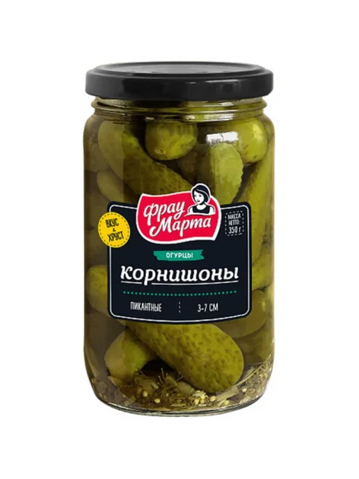 Фрау Марта Корнишоны пикантные маринованные, 350 г, 2 шт, 350 г, 2 шт, фото 2