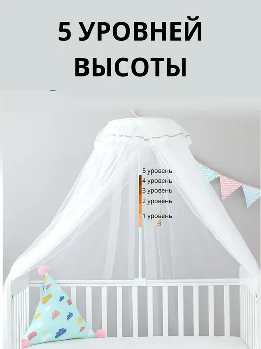 Москитная сетка-балдахин для кроватки, белый, фото 3
