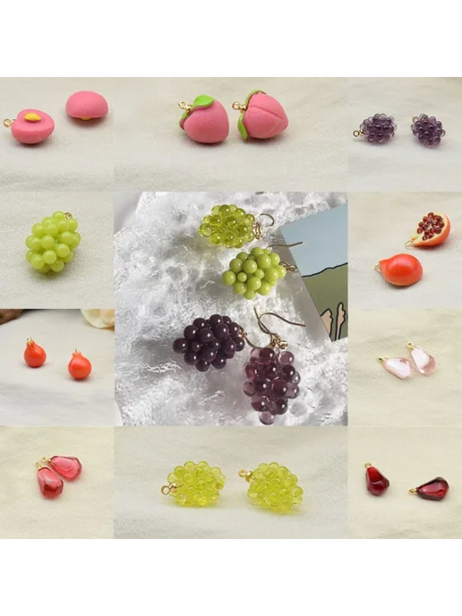 2 шт. 3D фруктовые подвески из смолы, DIY виноград, фурнитур…, 2 шт, фото 3
