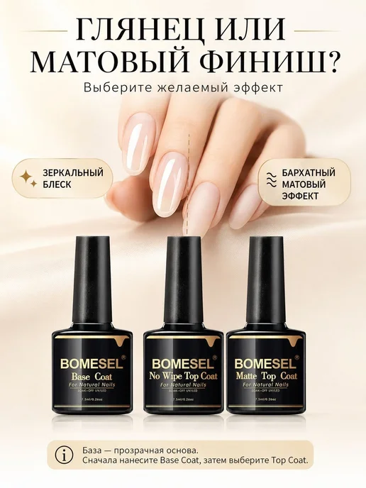 Набор база и топ для гель лака, каучуковая база, глянцевый, вариант, фото 3