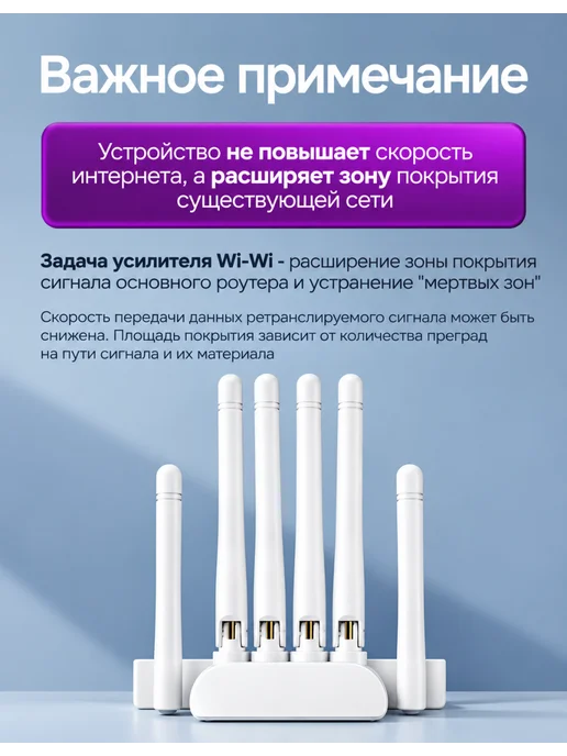 Расширитель Wi‑Fi, усилитель сигнала для роутера`, белый, фото 4