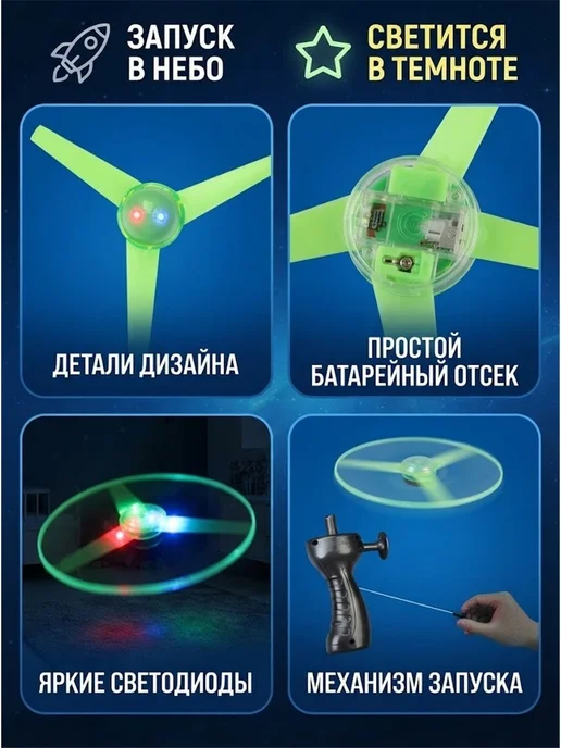 Светящийся летающий диск с LED подсветкой для улицы и акти, вариант, фото 2