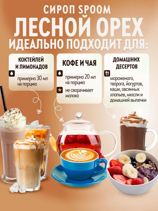 Сироп Лесной орех, 250 мл для кофе, коктейлей и, 250 мл, фото 3