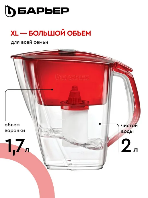 Фильтр для воды кувшин Гранд Нео XL, для большой семьи, 4,2, красный, фото 2