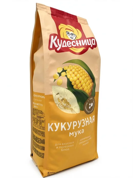Мука кукурузная Кудесница 2 шт по 500 г без глютена, тонкого, 2 шт, 500 г, фото 5