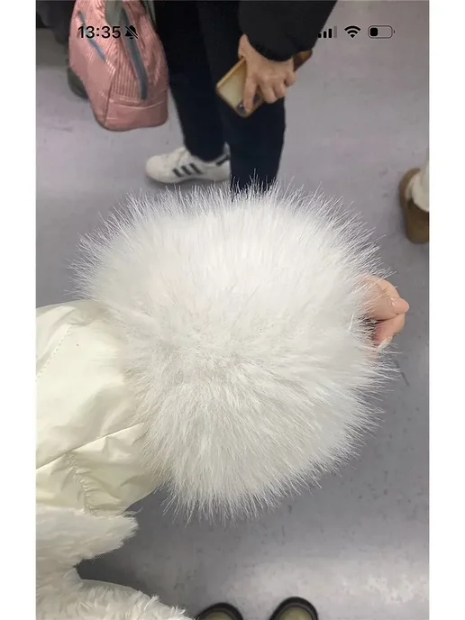 Манжеты на рукава меховые пушистые，35cm, белый, фото 2