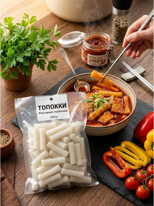 Рисовые палочки Токпокки Matamun без соуса 200гр, Корея, 200 г, фото 5