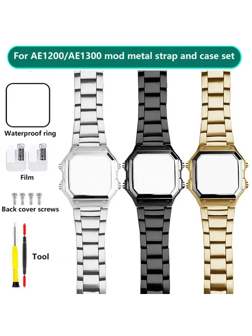 Zhenpinhan Ремешок для часов Casio AE1200 серебряный, серебристый, фото 3