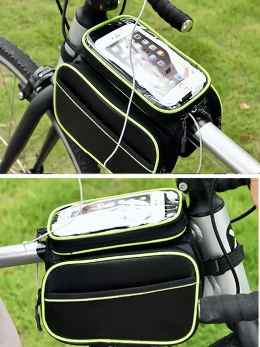 одонепроницаемая велосумка на раму для телефона, черный, фото 3