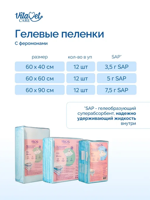 Пеленки для собак с липучками Care" гелевые феромонами, вариант, фото 4
