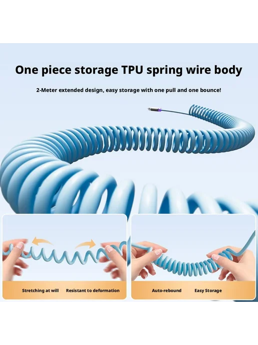 Четырехжильный пружинный кабель USB Type-C, вариант, фото 2