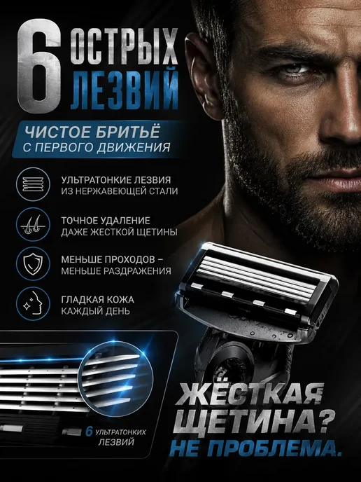 FranklinMIX Мужской бритвенный станок со сменными для балкона и уборки, черный, фото 2
