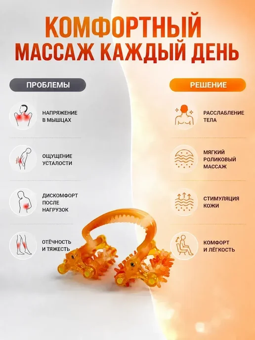 FranklinMIX Ручной роликовый массажёр для повседневных дел и хозяйства, оранжевый, фото 2