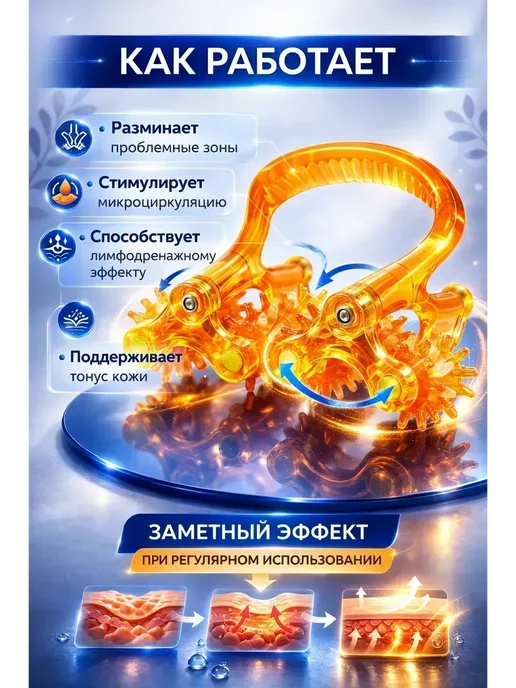 FranklinMIX Ручной роликовый массажёр для порядка и офиса, ванной, желтый, фото 3