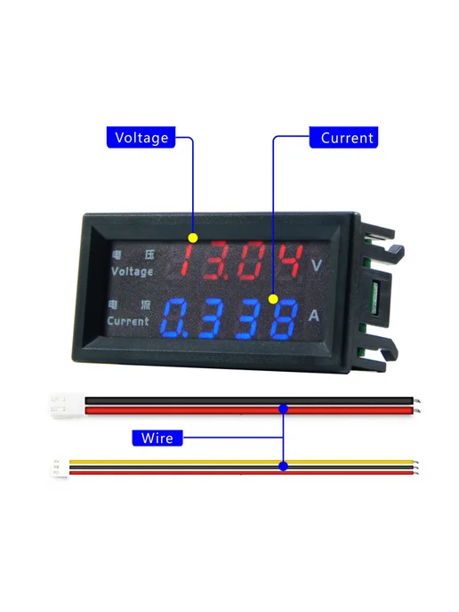 Тестер DC 200В 10A с RGB LED дисплеем для электроники, вариант, фото 5