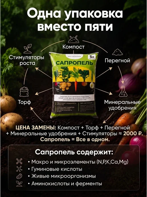 Удобрение Сапропель натуральное органическое 100 для сада, и, вариант, фото 2