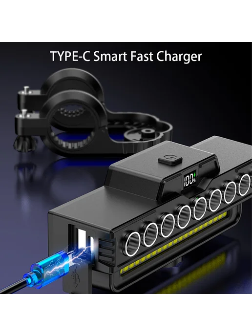 LED фонарь для велосипеда USB Зарядка яркий для ночной езды, вариант, фото 6