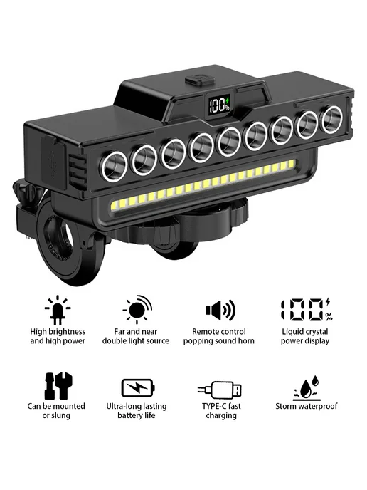 LED фонарь для велосипеда USB Зарядка яркий для ночной езды, вариант, фото 7