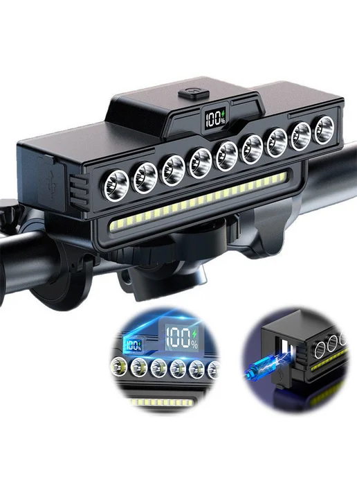 LED фонарь для велосипеда USB Зарядка яркий для ночной езды, вариант, фото 8