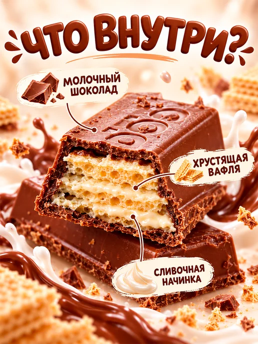 Победа Вкуса Dos Bros молочный шоколад без сахара с вафлей, 150 гр, 20 шт, 37 г, фото 4
