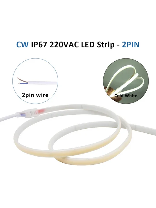 MJJCLED Светодиодная лента CW 220V IP67 4 м, 6 м