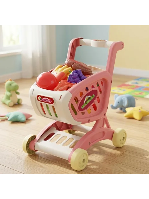 Игрушечная тележкакаталка белый, светлорозовый, белый, фото 3