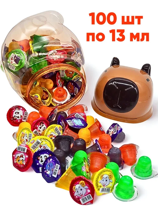 Десерт желейный в копилке Капибара, ассорти, блок 100 шт, 100 шт, фото 2