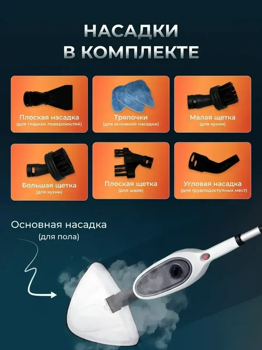 Паровая швабра с пароочистителем и отпаривателем, белый, фото 2