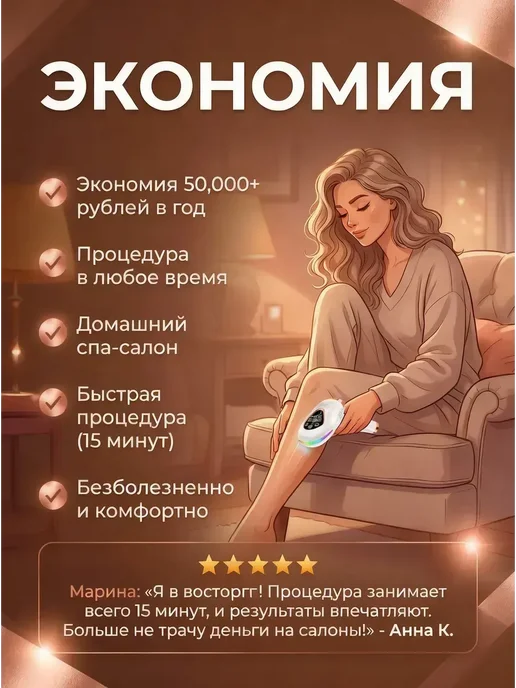 Фотоэпилятор лазерный для удаления волос домашний IPL, белый, фото 2