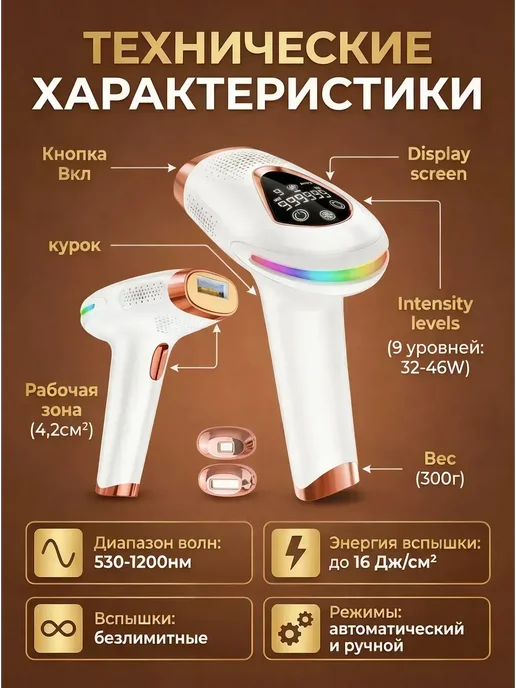 Фотоэпилятор лазерный для удаления волос домашний IPL, белый, фото 3