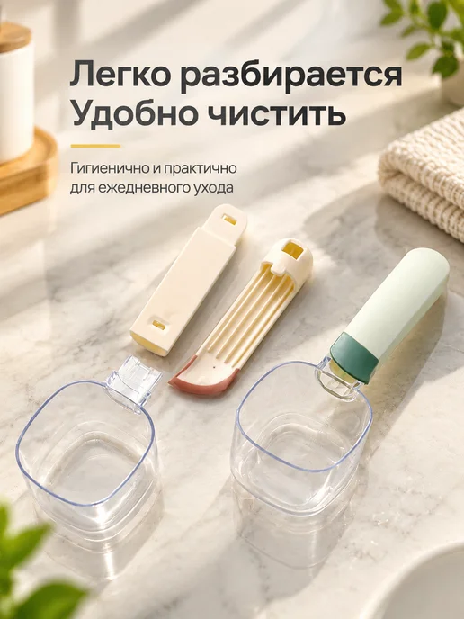 Совок-ложка для корма кошек и собак, зеленый, фото 2