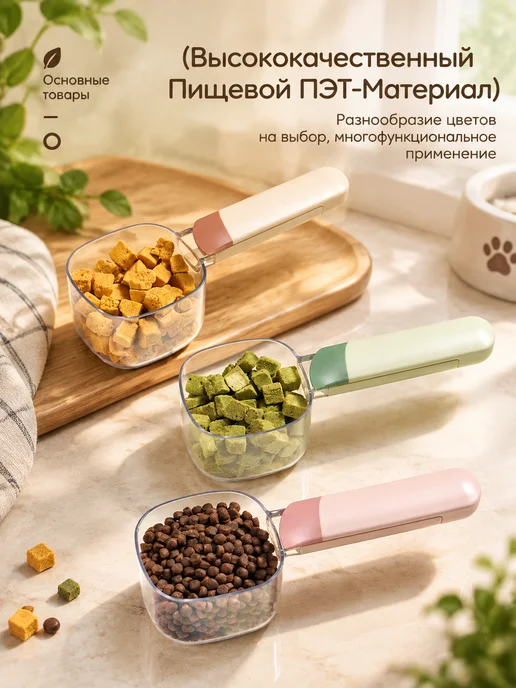 Совок-ложка для корма кошек и собак, зеленый, фото 3