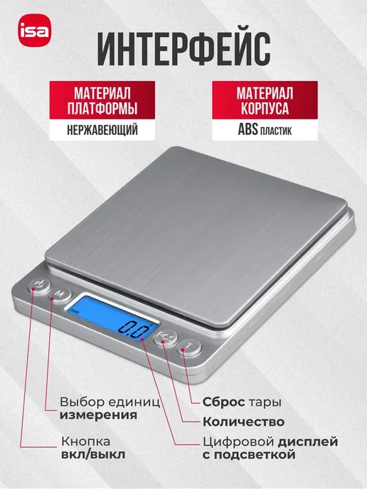 Весы кухонные настольные электронные ISA, вариант, фото 2