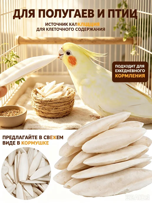 Сепия натуральная для птиц, грызунов и рептилий, 10 шт, 10 шт, фото 3