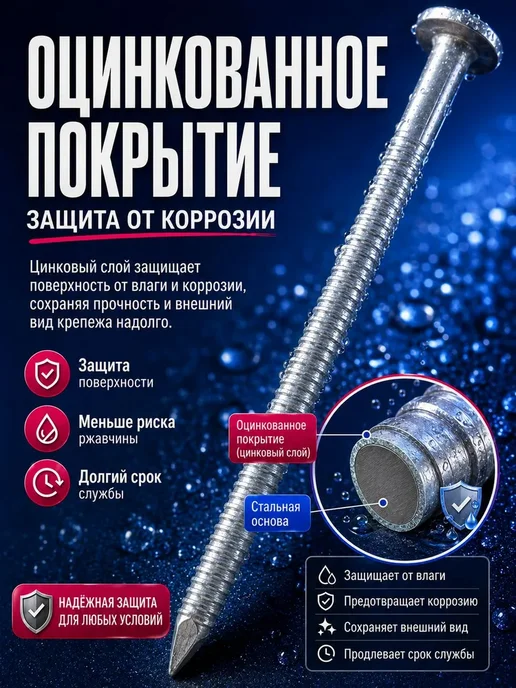 Гвозди ершеные 100мм 1кг строительные оцинкованные 4х100мм, 4x100 мм, 1 кг, фото 4