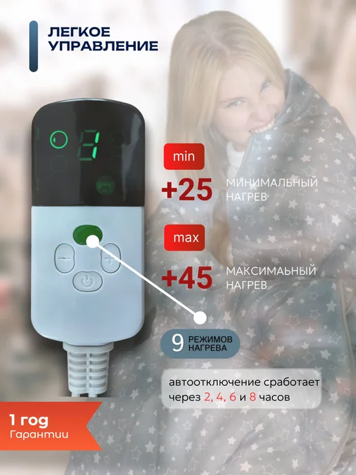 Тепло-Люкс Электроодеяло 145x200 см, 75 Вт, 70x150 см, 40 Вт, фото 3