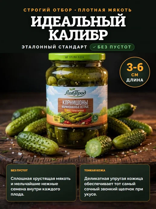 Корнишоны маринованные острые 720мл, 720 мл, фото 2