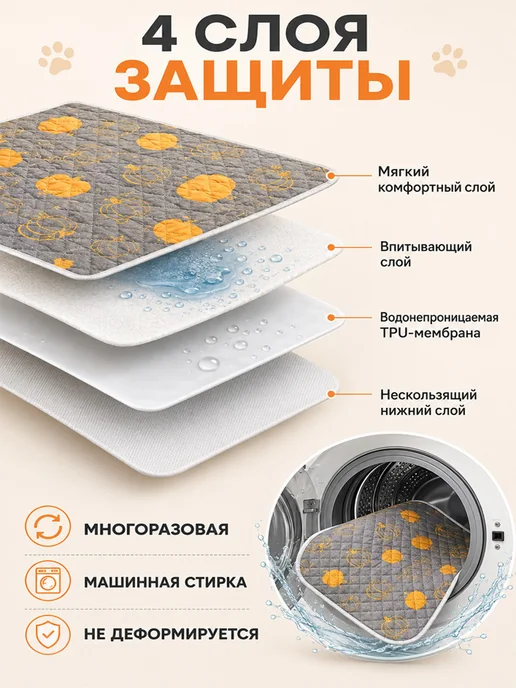 Многоразовые пеленки для животных 500×700 мм, 2 шт, 500x700 мм, 2 шт, фото 2