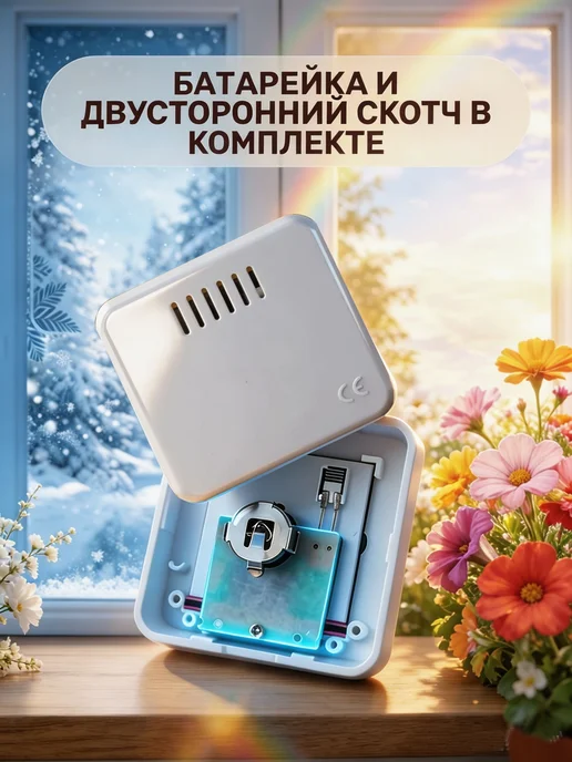 Термометр комнатный, гигрометр. Метеостанция. Цифровой измер, серый, фото 6
