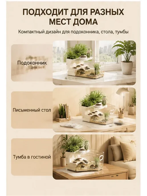 аквариум для черепах красноухих 32*14*13, 32x14, фото 8