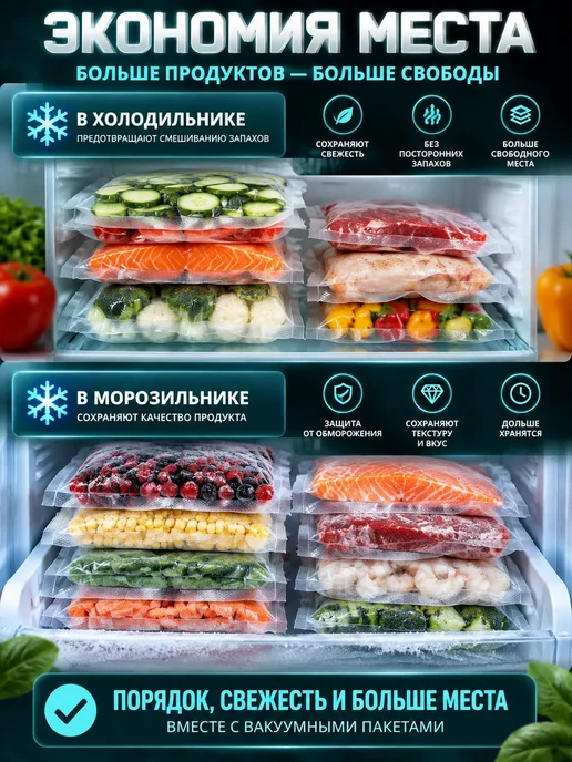 Пакеты для вакууматора рифленые 17х25 см 50 шт, 17x25 см, 50 шт, фото 6
